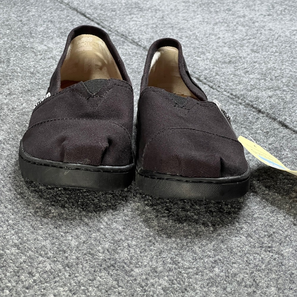 NIB TOMS Youth 5 Classic‎ Black Canvas Slip On Alpargata Shoes 10010530 - Picture 5 of 12